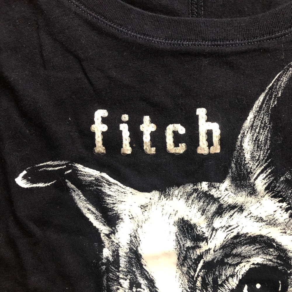Abercrombie & Fitch Black Long-Sleeve Tee Frenchie Dog Graphic Girl’s Size XL - Picture 4 of 9